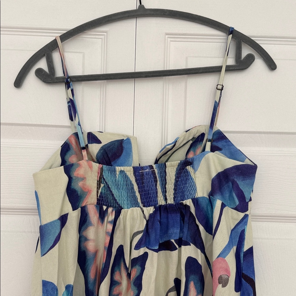 FARM Rio Tropical Leaf Maxi Dress in Blue and Pink - Picture 5 of 8